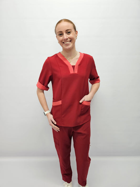 The Matron’s Colour Block 5 Pocket Ultra Scrubs Ladies Top