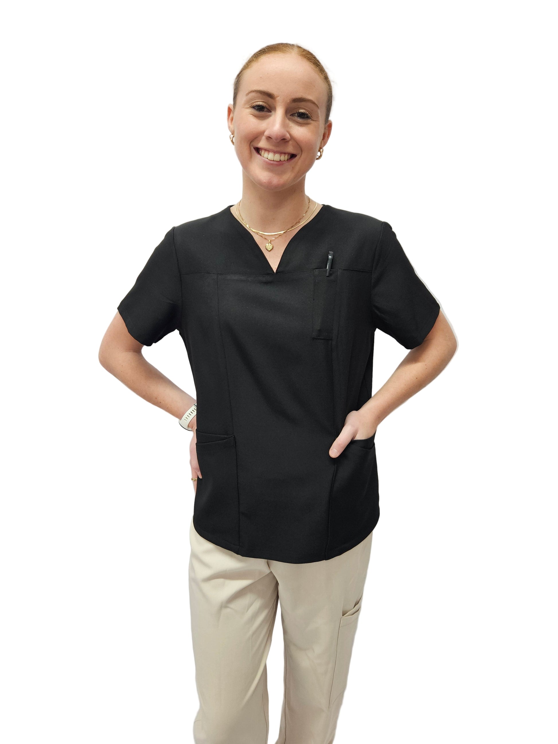 Scrub Top Ladies Black