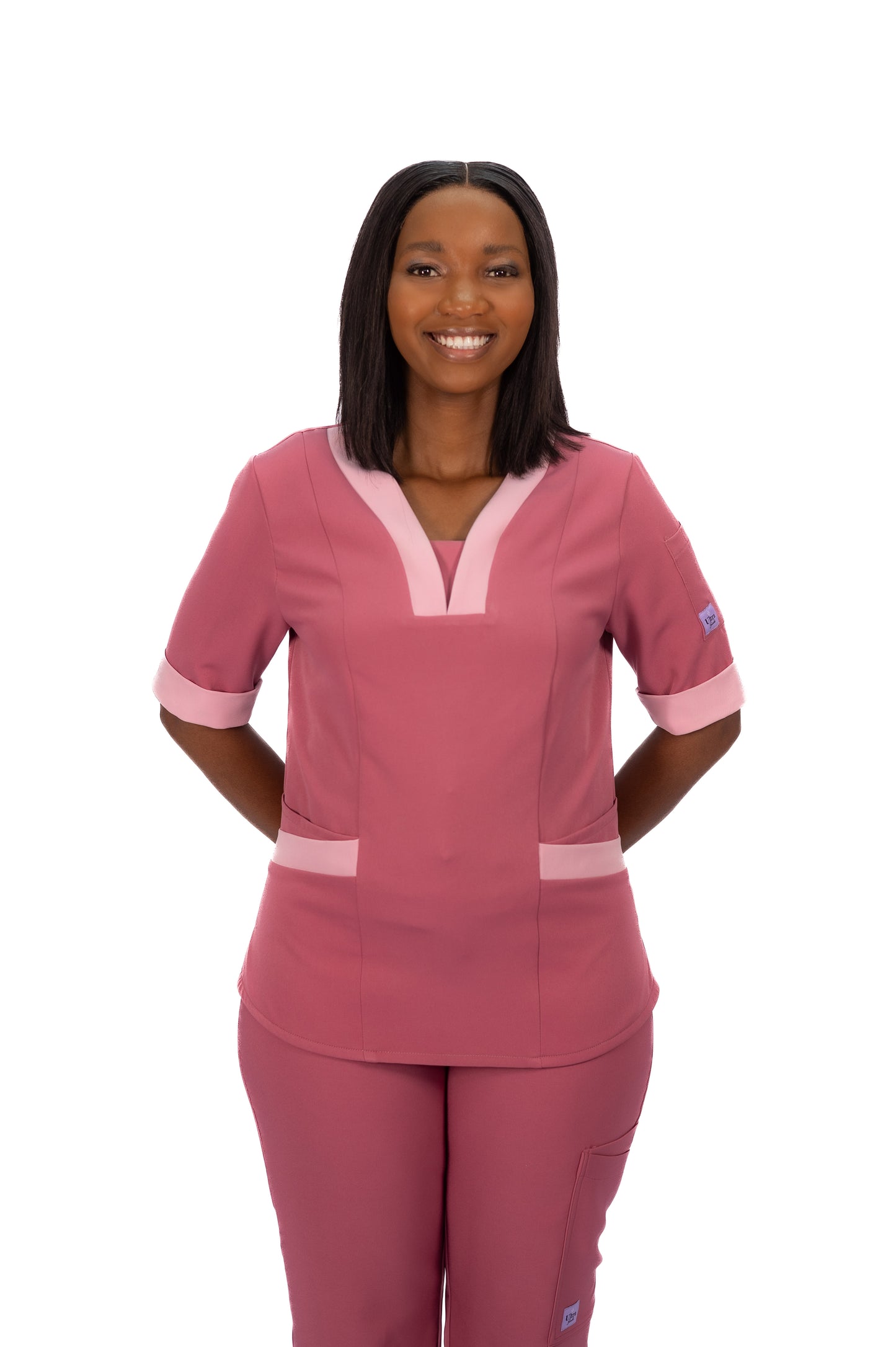 The Matron’s Colour Block 5 Pocket Ultra Scrubs Ladies Top